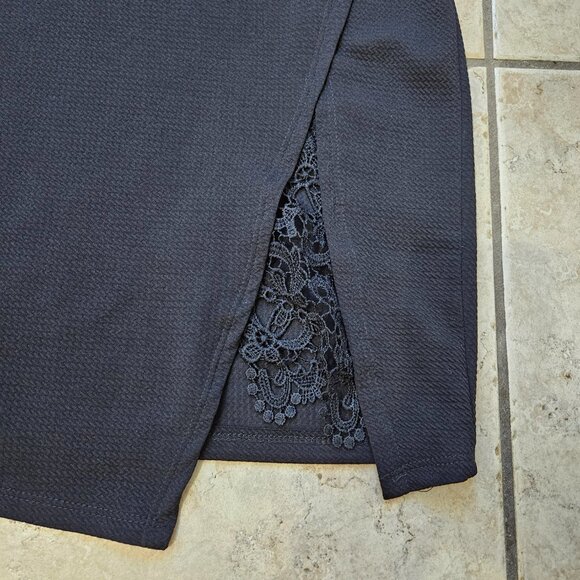 Fashion Magazine Mini Empire Dress Womens XS/S  Black Lace Slit Date Night Sexy - Picture 5 of 13